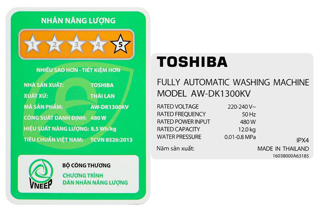 Máy giặt Toshiba Inverter 12 kg AW-DK1300KV(MK) Màu Đen