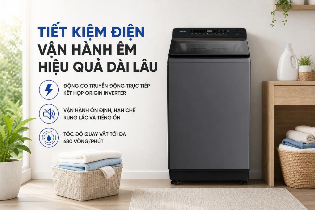 Máy giặt Toshiba Inverter 15 kg AW-T26D1600XV(MG) - Tiết kiệm điện, vận hành êm và hiệu quả dài lâu Máy giặt Toshiba Inverter 15 kg AW-T26D1600XV(MG) - Tiết kiệm điện, vận hành êm và hiệu quả dài lâu