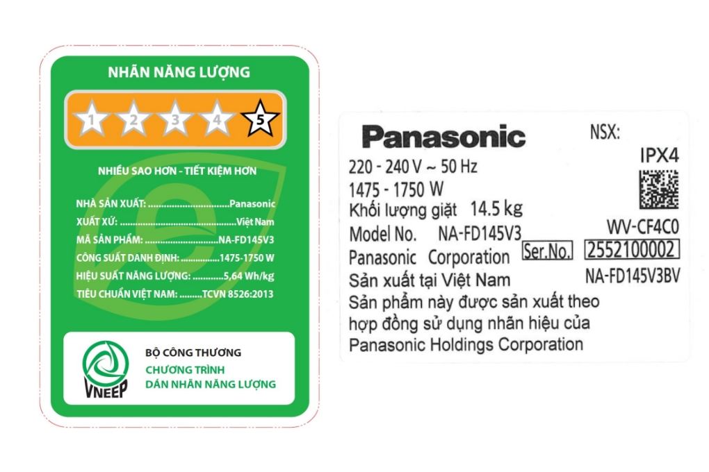 Máy giặt Panasonic Inverter 14.5 Kg NA-FD145V3BV Màu Đen