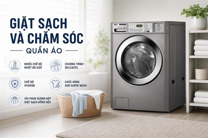 Máy giặt công nghiệp LG Inverter 13 kg CWG27MDQRS Màu Xám
