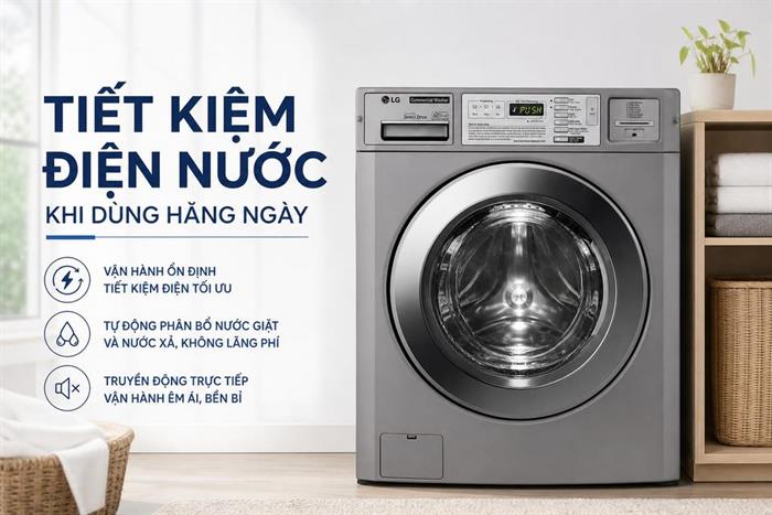 Máy giặt công nghiệp LG Inverter 13 kg CWG27MDQRS Màu Xám