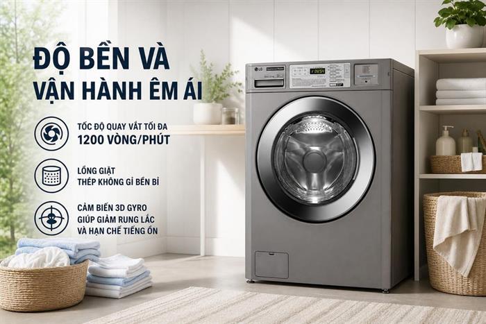 Máy giặt công nghiệp LG Inverter 13 kg CWG27MDQRS Màu Xám