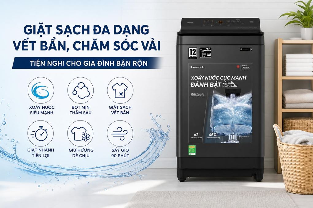 Máy giặt Panasonic Inverter 10.5 kg NA-FJ105X1BV Màu Đen