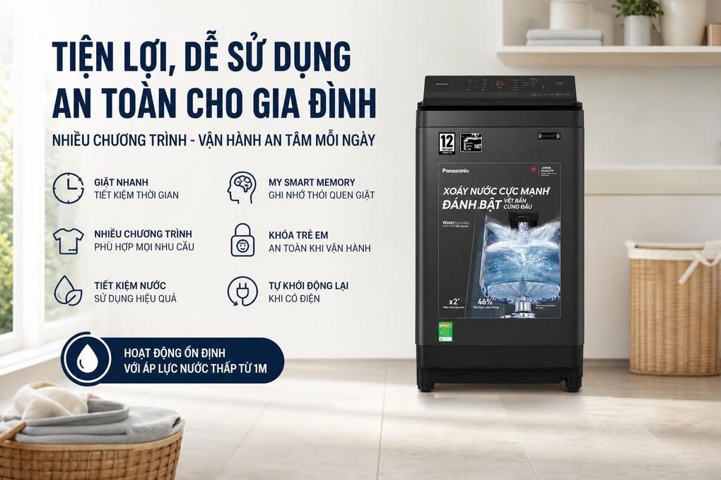 Máy giặt Panasonic Inverter 11.5 kg NA-FJ115X1BV Màu Đen