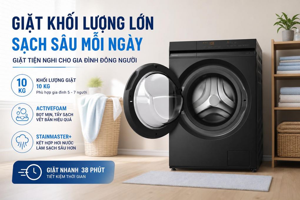 Máy giặt Panasonic Inverter 10 kg NA-20VDG1BVT Màu Đen