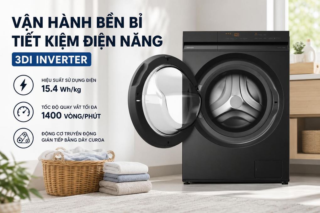 Máy giặt Panasonic Inverter 10 kg NA-20VDG1BVT Màu Đen
