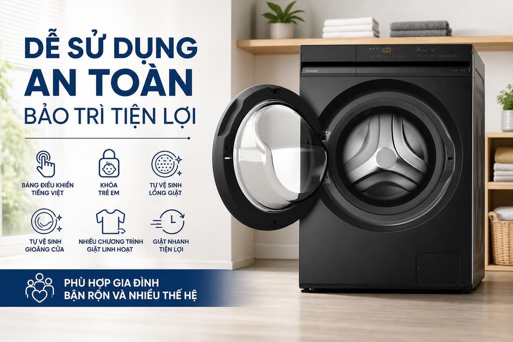 Máy giặt Panasonic Inverter 10 kg NA-20VDG1BVT Màu Đen