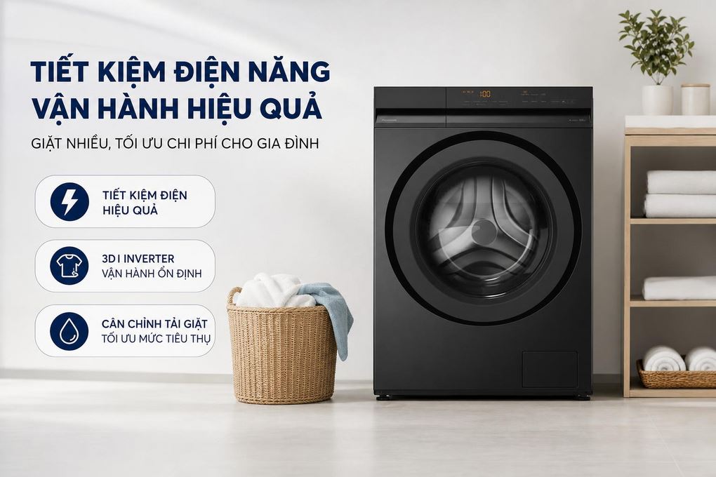 Máy giặt Panasonic Inverter 12 kg NA-24VDG1BVT Màu Đen