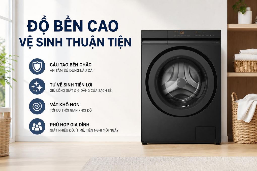 Máy giặt Panasonic Inverter 12 kg NA-24VDG1BVT Màu Đen