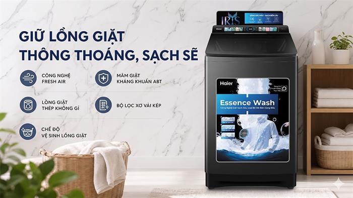 Máy giặt Haier Inverter 11 kg HWM110-B2698B Màu Đen
