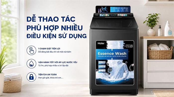 Máy giặt Haier Inverter 11 kg HWM110-B2698B Màu Đen