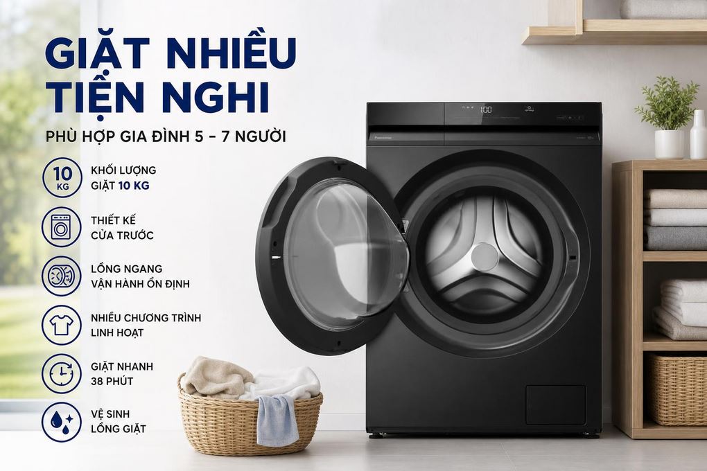 Máy giặt Panasonic Inverter 10 Kg NA-20VDR1BVT Màu Đen