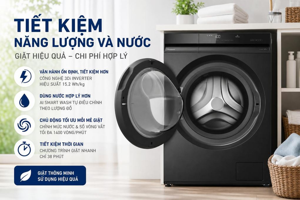 Máy giặt Panasonic Inverter 10 Kg NA-20VDR1BVT Màu Đen