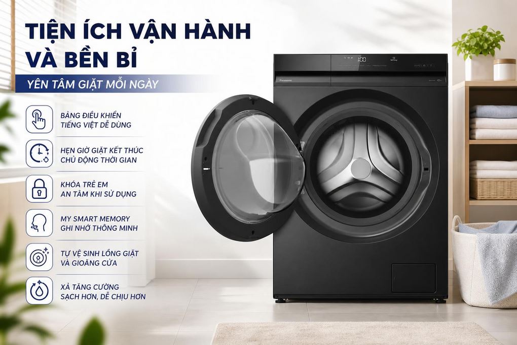 Máy giặt Panasonic Inverter 10 Kg NA-20VDR1BVT Màu Đen