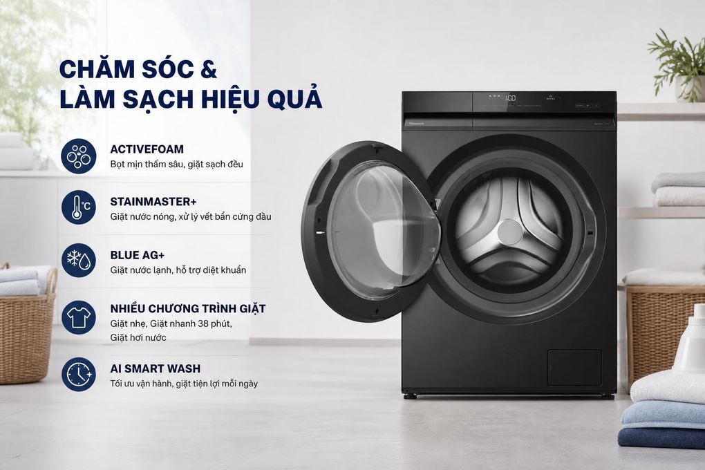 Máy giặt Panasonic Inverter 11 Kg NA-22VDR1BVT Màu Đen