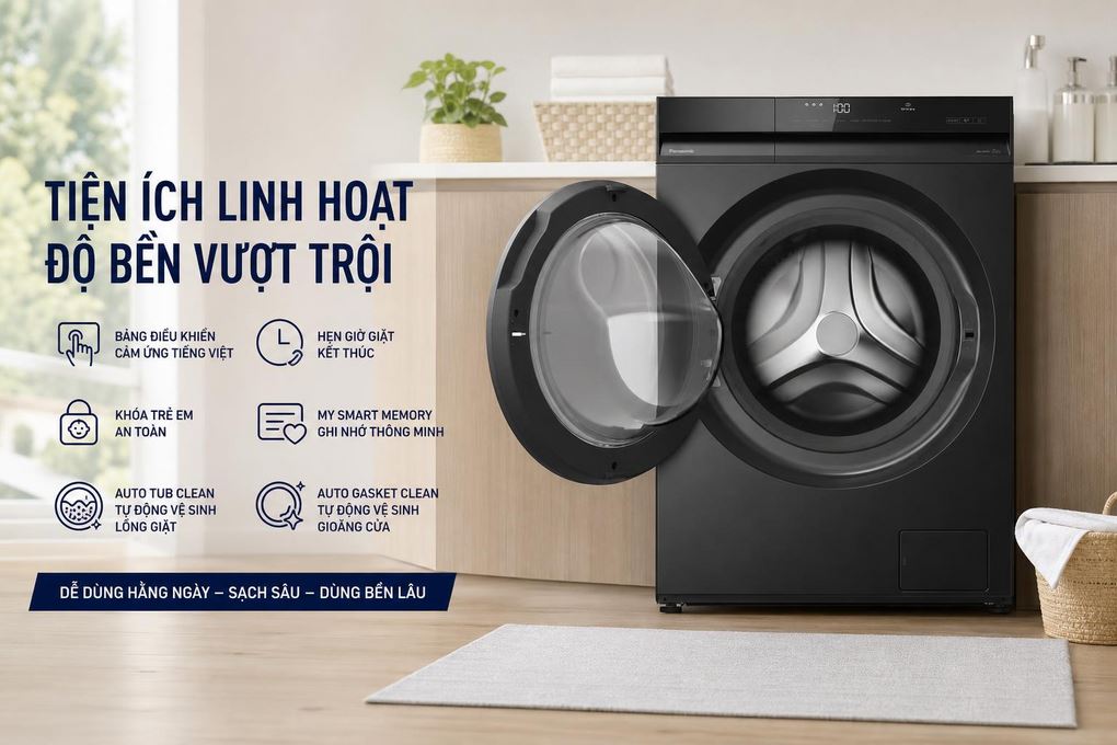 Máy giặt Panasonic Inverter 11 Kg NA-22VDR1BVT Màu Đen