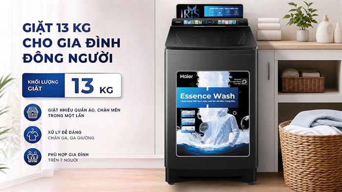 Máy giặt Haier Inverter 13 kg HWM130-B2698B Màu Đen