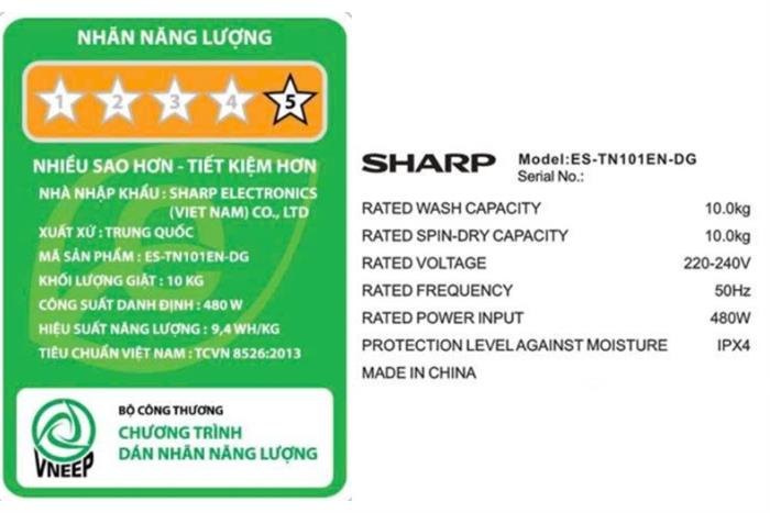 Máy giặt Sharp 10 kg ES-TN101EN-DG Màu Xám đậm