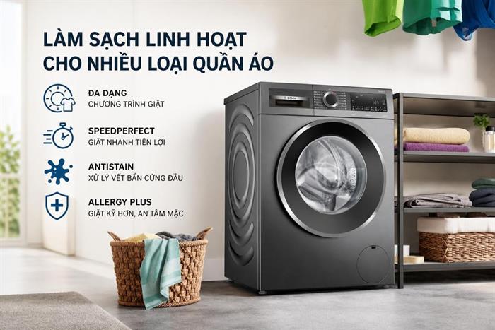 Máy giặt Bosch Inverter 10 kg WGG25401SG Màu Ghi đen