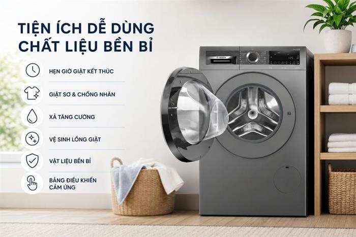 Máy giặt Bosch Inverter 10 kg WGG25401SG Màu Ghi đen