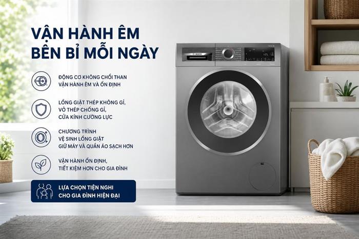 Máy giặt Bosch Inverter 9 kg WGG24401SG Màu Ghi đen