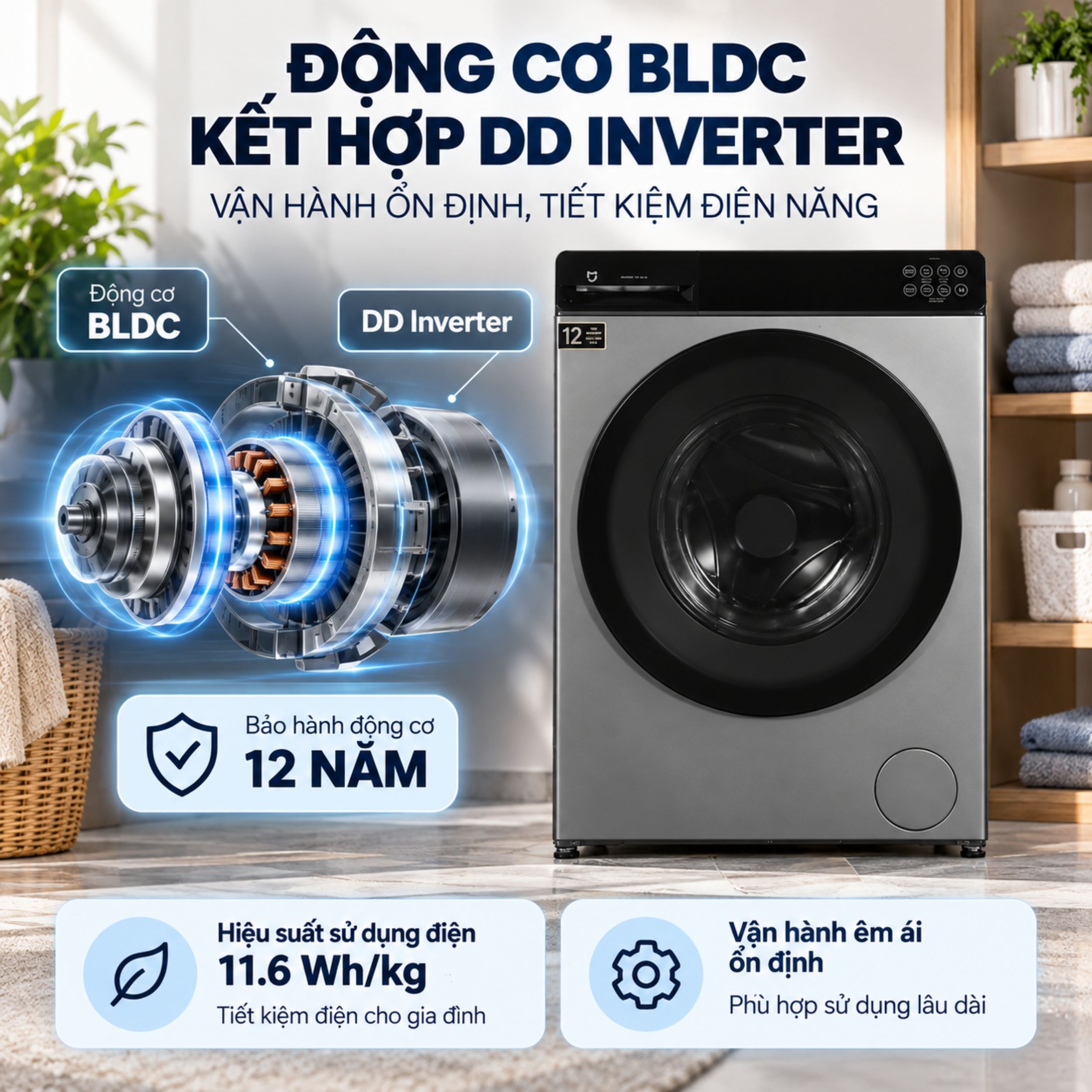 Máy giặt Xiaomi giặt 10.5 kg - sấy 7 kg WD105MJA10VN Màu Đen
