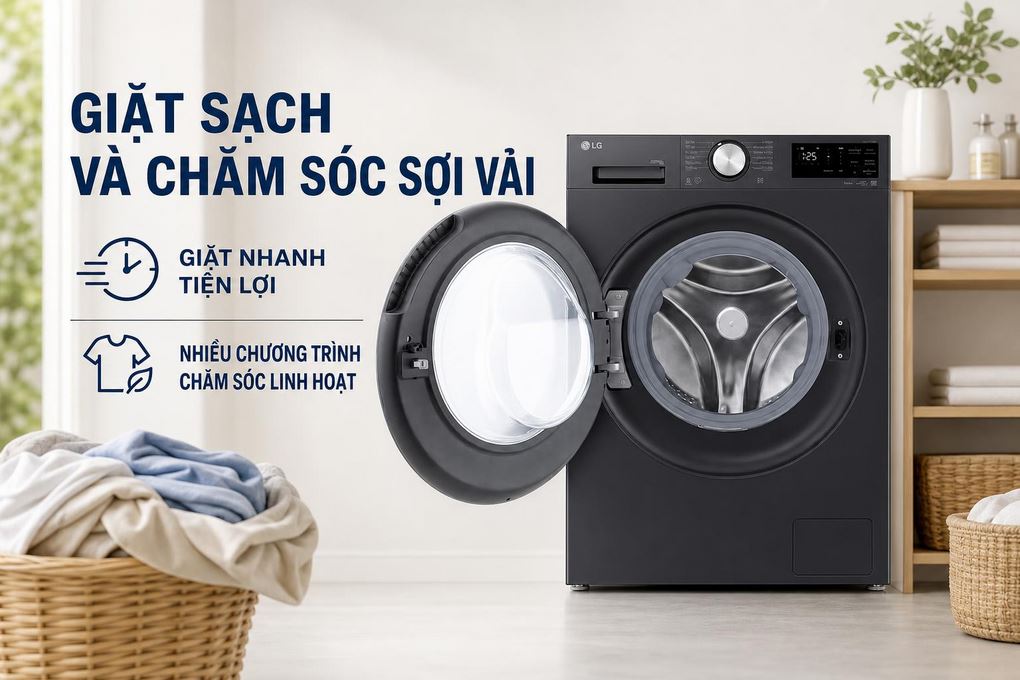 Máy giặt sấy LG Inverter giặt 11 kg - sấy 7 kg FX1411D5G Màu Đen