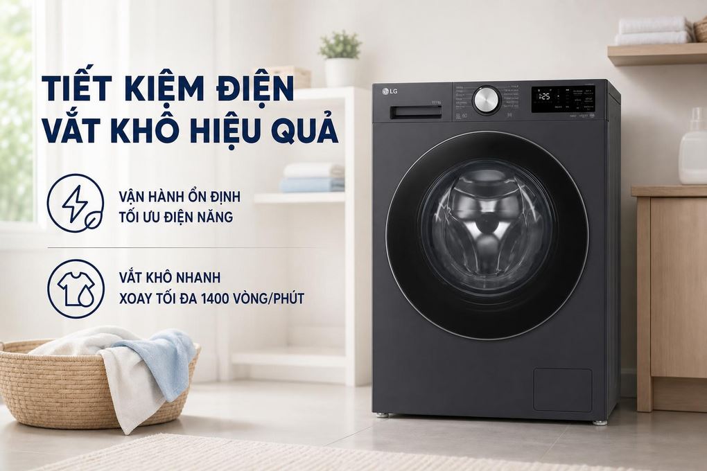 Máy giặt sấy LG Inverter giặt 11 kg - sấy 7 kg FX1411D5G Màu Đen