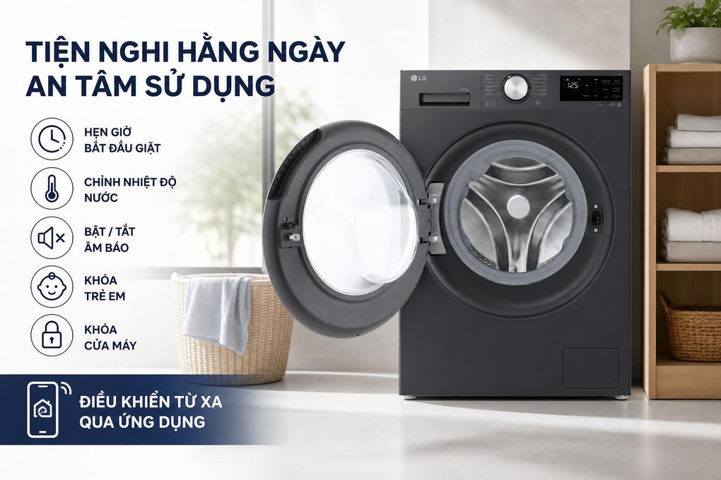 Máy giặt sấy LG Inverter giặt 11 kg - sấy 7 kg FX1411D5G Màu Đen