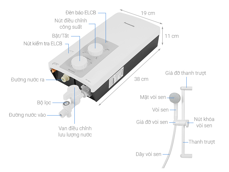 Máy nước nóng trực tiếp Panasonic 4500W DH-4RL1VW