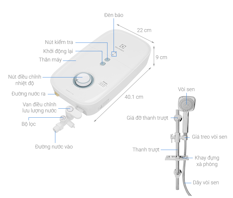 Máy nước nóng trực tiếp Electrolux 4500W EWE451KX-DWB2