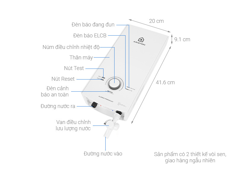 Máy nước nóng trực tiếp Ariston 4500W AURES PREMIUM 4.5