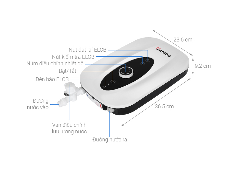 Máy nước nóng trực tiếp Rapido 4500W SONNE - SN4.5