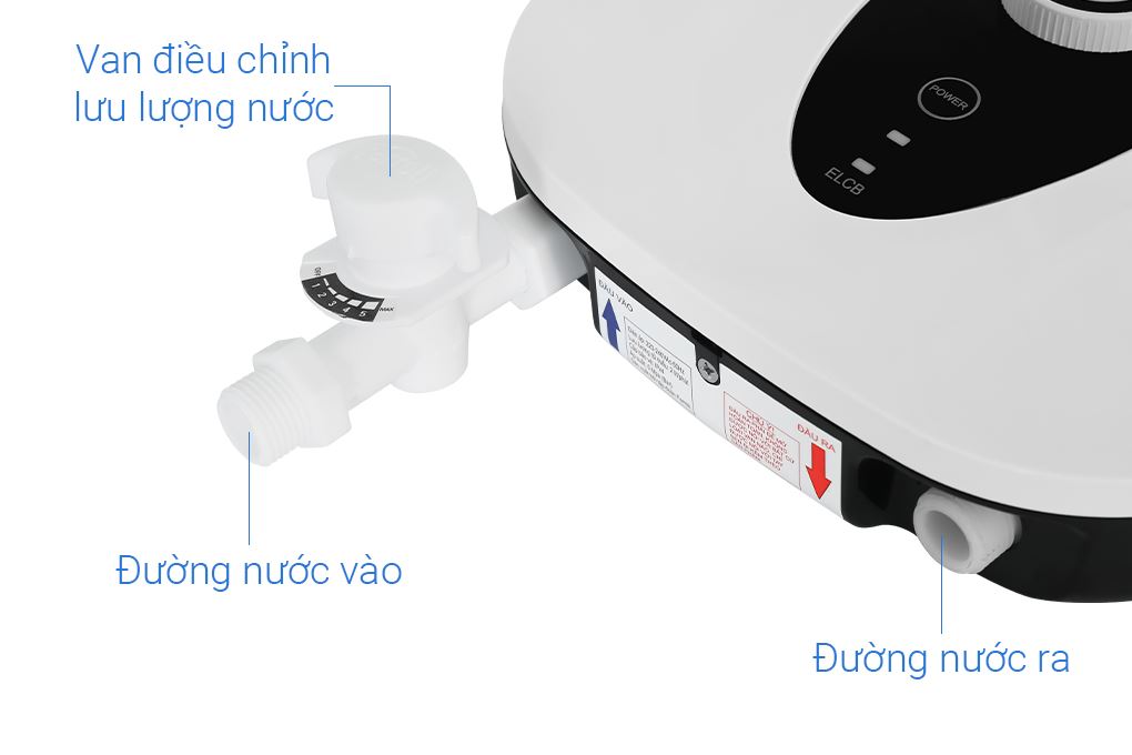 Bình nóng lạnh trực tiếp Rapido 4500W SONNE - SN4.5 Màu Trắng