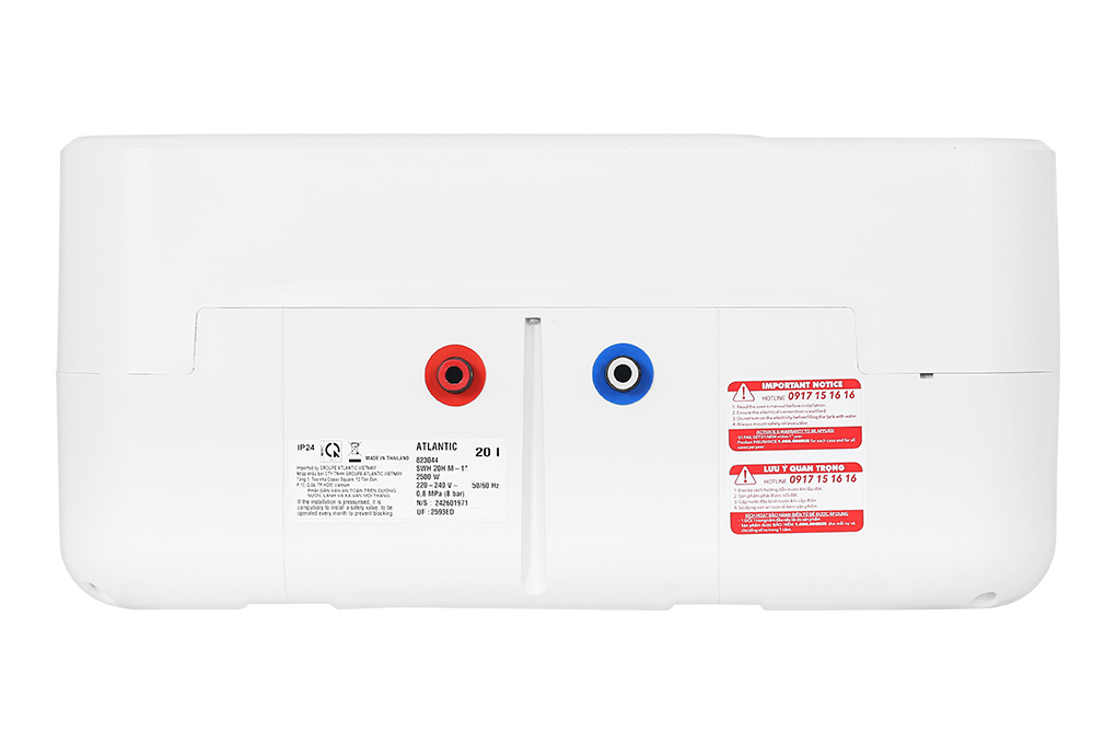 Máy nước nóng gián tiếp Atlantic 20 lít ESA SLIM 823044 SWH 20H M-14 Màu Trắng - Xám