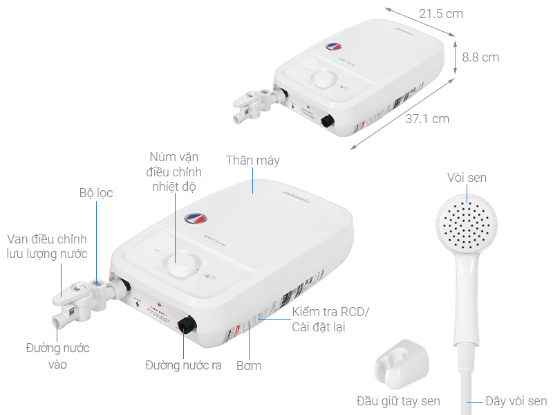 Máy nước nóng trực tiếp Atlantic 4000W Tempo Lite 4000 PU - 811023