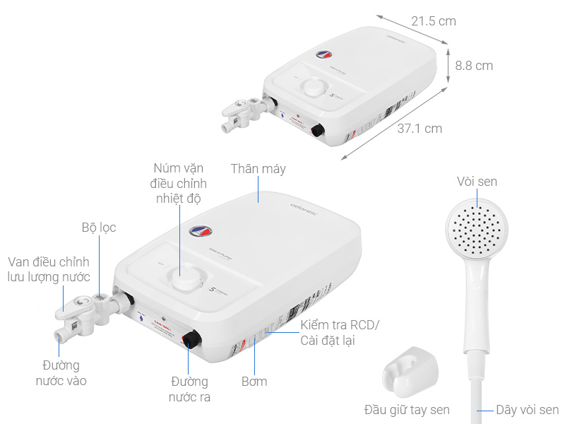 Máy nước nóng trực tiếp Atlantic 5000W Tempo Lite 5000 PU - 811025