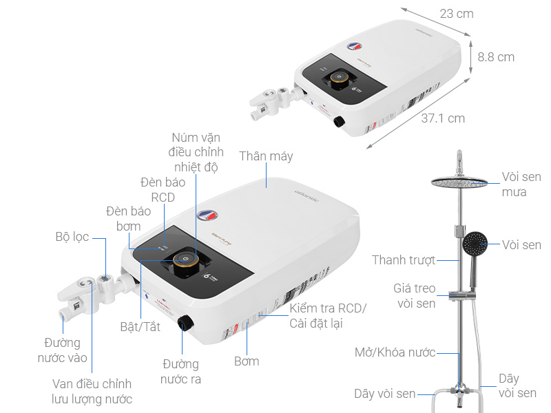 Máy nước nóng trực tiếp Atlantic 6000W Tempo Turbo 6000 PU RS - 811029