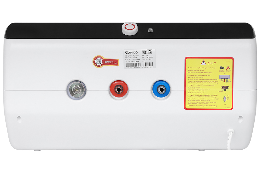 Máy nước nóng gián tiếp Rapido 30 lít 2500W HE 30L Màu Trắng - Đen