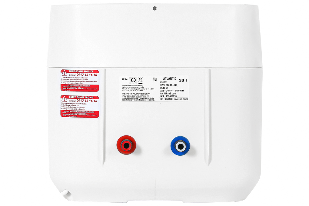 Máy nước nóng gián tiếp Atlantic 30 lít AMI SQUARE 831261 SWH 30A M-N0 Màu Trắng