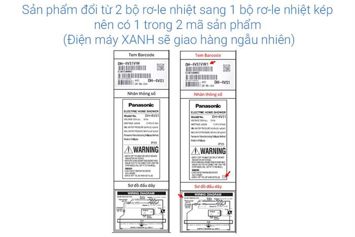 Máy nước nóng trực tiếp Panasonic 4500W DH-4VS1VW Màu Trắng
