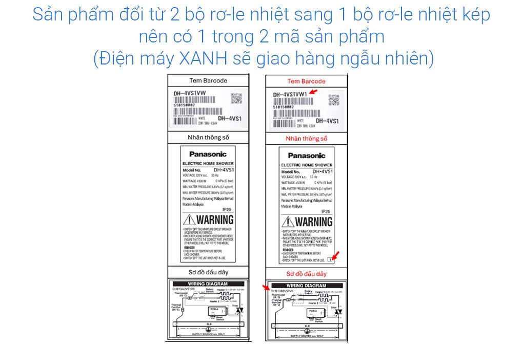 Máy nước nóng trực tiếp Panasonic 4500W DH-4VS1VW Màu Trắng