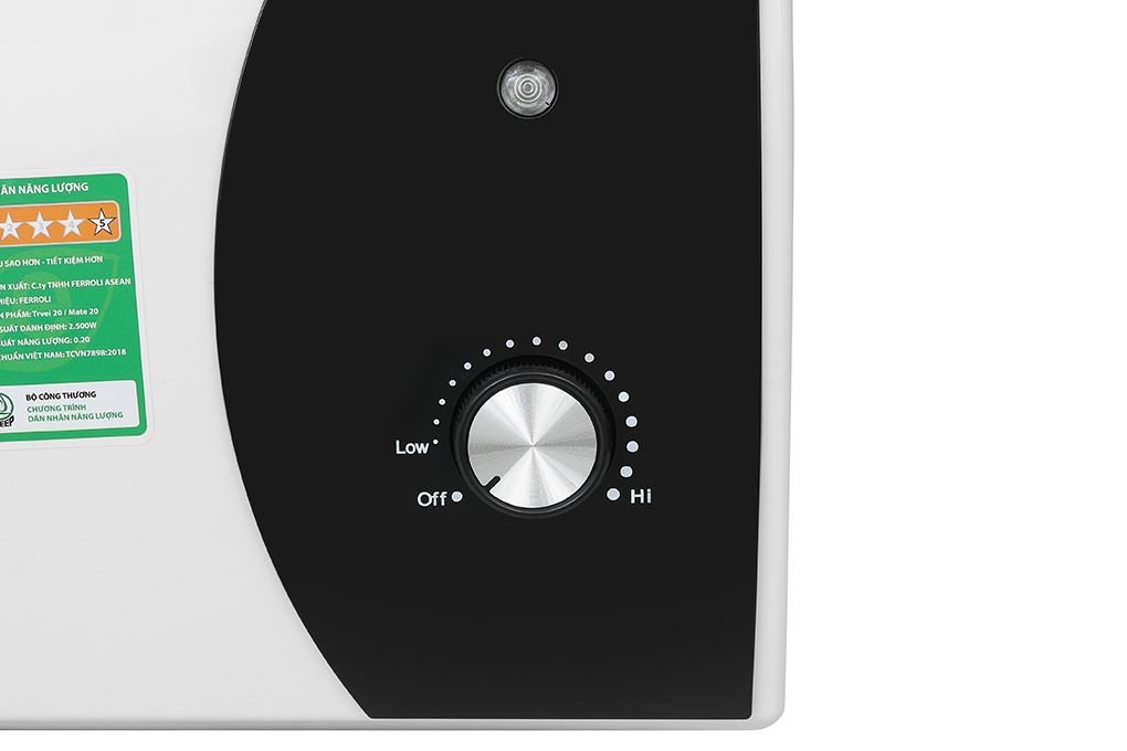 Máy nước nóng gián tiếp Ferroli 20 lít 2500W Mate 20L Ag+ Màu Trắng - Đen