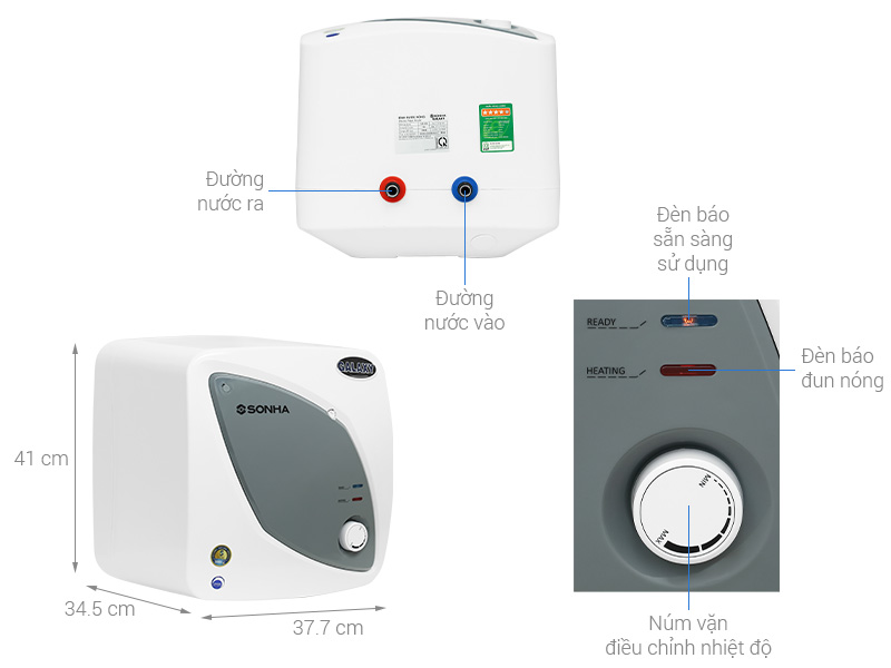 Bình nóng lạnh gián tiếp Sơn Hà Galaxy 20 lít 2500W S20VG