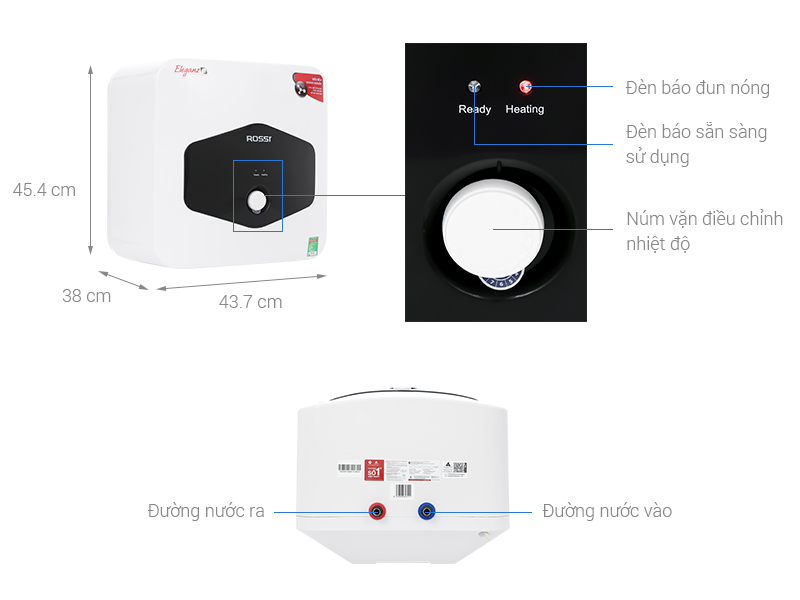 Máy nước nóng gián tiếp Rossi Eleganz-C 30 lít 2500W REC30SQ