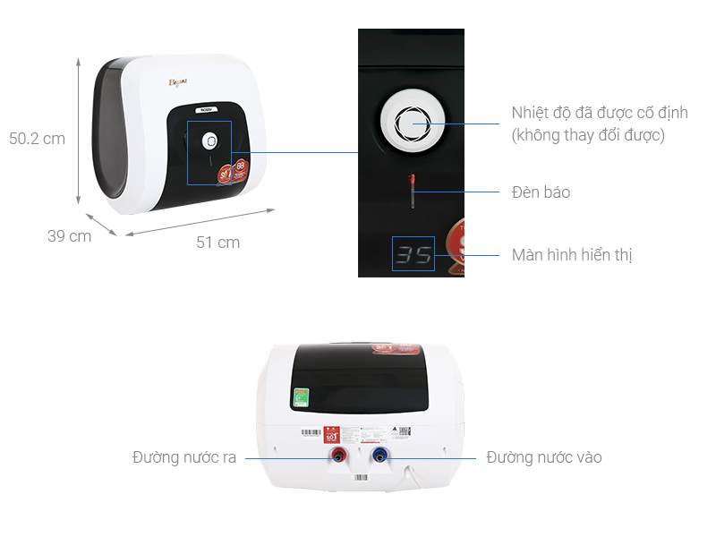 Máy nước nóng gián tiếp Rossi Eleganz 30 lít 2500W REZ30SQ