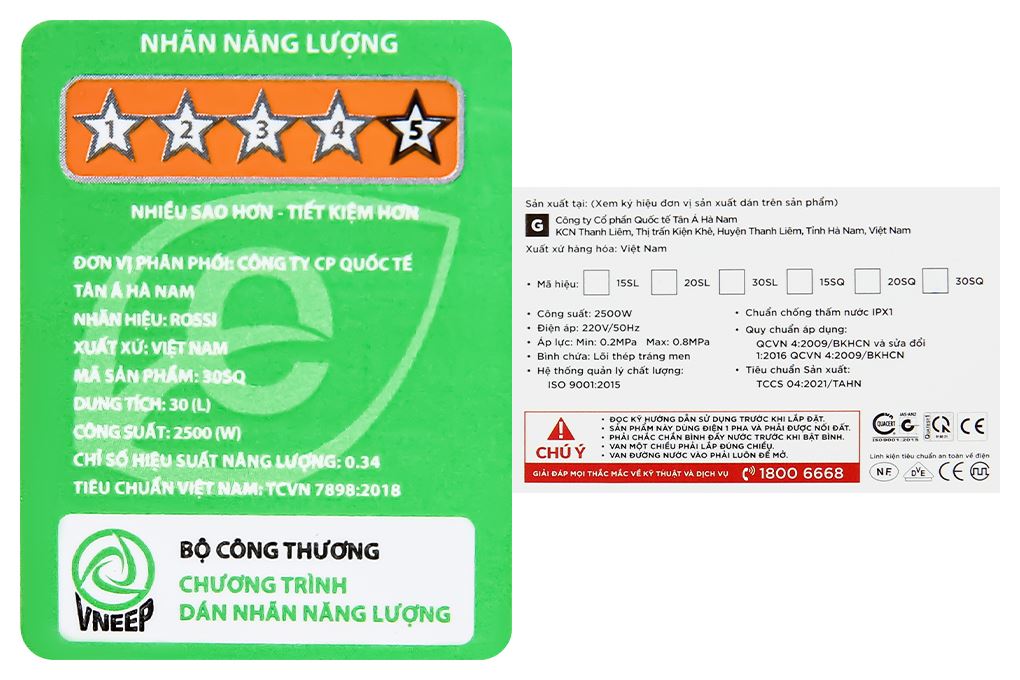 Máy nước nóng gián tiếp Rossi Eleganz 30 lít 2500W REZ30SQ Màu Trắng - Đen