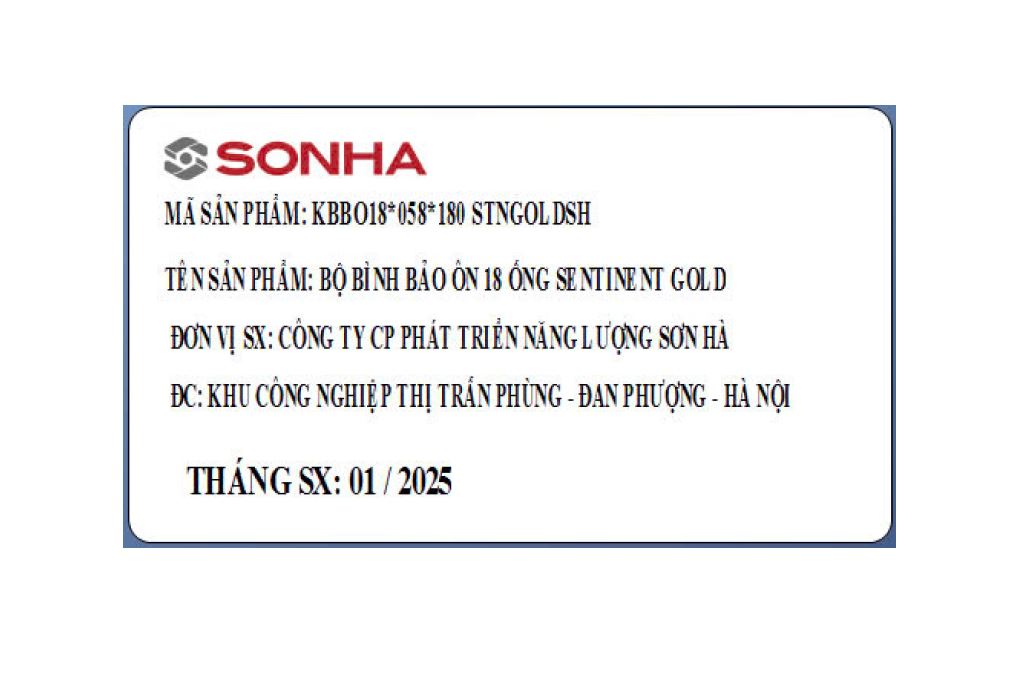 Bình nóng lạnh năng lượng mặt trời Sơn Hà 180 lít Sentinel Gold 58-180T Màu Bạc Inox