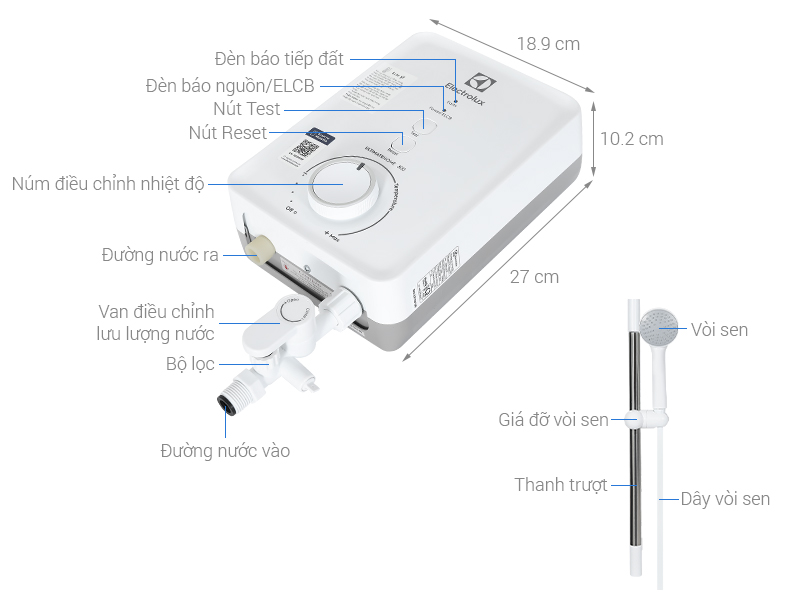 Máy nước nóng trực tiếp Electrolux 4500W EWE451PX-DWX6