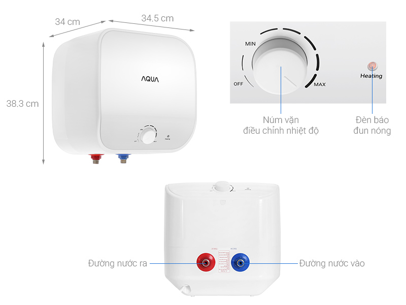 Bình nóng lạnh gián tiếp Aqua 15 lít 2500W AES15V-SQM1(VN)